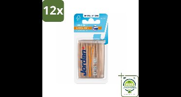 Jordan Tandenstokers Double Ended Extra Thin 105 stuks per verpakking - Voordeelverpakking - 12 stuks - Tandenstokers - Interdentale ruimtes