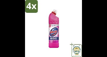Glorix Bleek Pink Power 750 ml - Voordeelverpakking - 4 stuks - Reiniging - Toilet