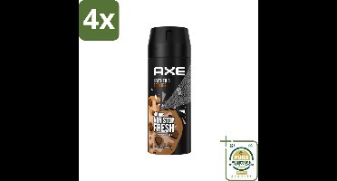 Axe - Deodorant Bodyspray - 48hrs Fresh - Leather & Cookies - 150 ml - Voordeelverpakking - 4 stuks - Mannelijke deodorant - Axe deodorant