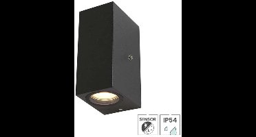 Lybardo - Buitenlamp met sensor dag en nacht - Wandlamp - Voor 2 GU10 Spots
