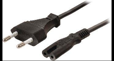 Euro netsnoer C7 stroomkabel 0,3m zwart