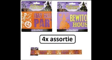 4x Halloween horror afzetlint 20 meter assortie - Horror | Halloween | Griezel | Thema feest | creepy | scary