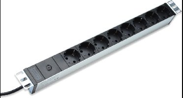 Digitus DN-95410 19 inch Stekkerdoos voor patchkast 1 HE Geaarde contactdoos Zwart