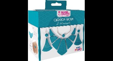 GRAINES CREATIVES - Sieraden maakset turquoise parure 12,5 x 13 cm van fimo klei