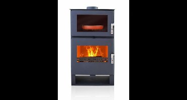 MaxxHome Moderne houtkachel met oven - 9 kW - 53x42x100cm - Geschikt voor ruimtes tot 200 m³ - zwart