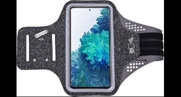 Hoesje Geschikt voor Samsung Galaxy S20 FE hardloop telefoonhouder – armband - sportband - van stof - Zwart