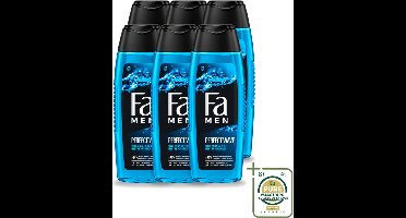 6 x Fa Men - Perfect Wave - 2 in 1 Douchegel & Shampoo - Menthol - 250 ml - Wasstrips - Douchegel En Shampoo Voor Mannen - Menthol Geur - 2 In 1 Douchegel En Shampoo - Lichaam En Haar Verzorging - Verfrissende Douche