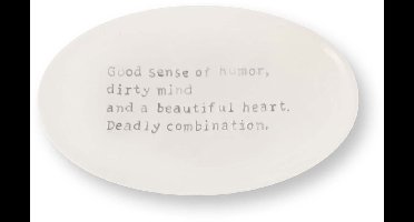 vtwonen Muurdecoratie - Humor - Wanddecoratie van Keramiek - Gebroken wit - 15x25.5x1.5cm