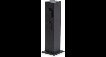 HOFTRONIC - Delta M - Buitenstopcontact paal - 39cm - 4 stopcontacten - IP44 voor buiten - Tuinstopcontact op zuil - Zwart
