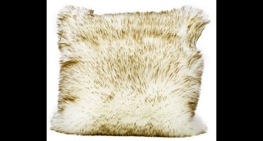 Cosy @ Home Kussen Long Faux Fur Brownwash Wit 45x45