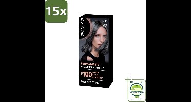 15 x SYOSS - Coloration 4-15 Dusty Chrome - Haarverf - Grijsdekking - Vermindert Haarbreuk - Grootverpakking - Permanente Haarkleuring - Haarkleur - Blond - Grijsdekking - Keratine