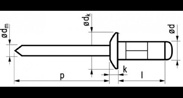 Masterfix blindklinknagel 4.0x12mm - platbolkop (Per 500 stuks)