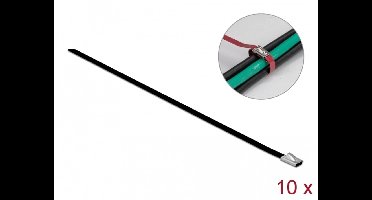 Roestvrijstalen kabelbinder l 200 x w 4,6 mm zwart 10 stuks