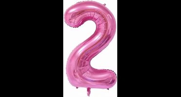 Scoby - Cijferballon - Folie - 70cm - Fuchsia - Cijfer 2