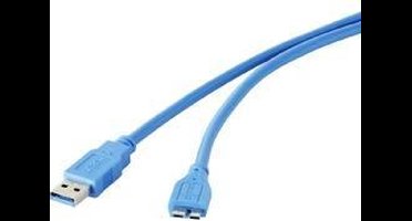 Renkforce USB 3.2 Gen 1 (USB 3.0) Aansluitkabel 30.00 cm Blauw Vergulde steekcontacten [1x USB 3.2 Gen 1 stekker A (USB 3.0) - 1x Micro-USB 3.2 Gen 1 B stekker