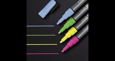 Sigel krijtmarkers - ronde punt - 4 stuks - afwasbaar - roze/groen/geel/blauw - SI-GL179