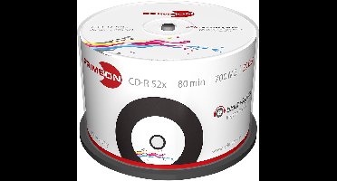 Primeon 2761107 CD-R 80 disc 700 MB 50 stuk(s) Spindel Vinyl, Bedrukbaar
