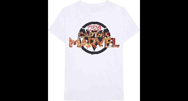 Marvel Captain Marvel Heren Tshirt -S- New Logo Wit