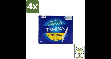 Tampax – Tampons – Regular – Kartonnen inbrenghuls - Voordeelverpakking - 4 stuks - Katoen - Absorberende kern