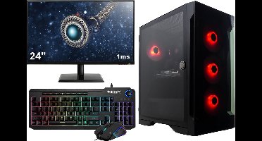 AMD Ryzen 5 RGB Budget Game PC SET COMPLEET met 24" 1ms Scherm - Headset, Toetsenbord en Muis - 16GB (2x8) RAM - 500GB SSD - RX Vega 11 - WIFI - Windows 11 Pro - Talos E2 Elite
