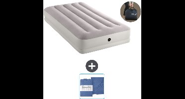 Intex Luchtbed - 1-Persoons - 99 x 191 x 30 cm - Grijs - Inclusief pomp en Hoeslaken