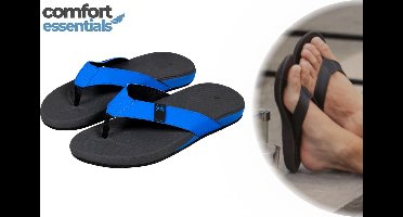 Comfort Essentials Slippers Heren – Grijs/Blauw – Maat 43 – Teenslippers – Slippers Met Ergonomisch Voetbed