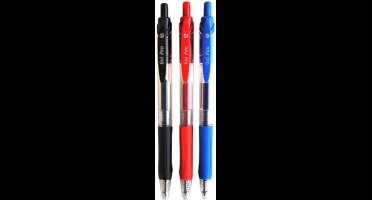 SOHO gelpennen – Gelpennen – Blauw en roodkleurig – Gel balpen – 3 stuks – Puntdikte 0,07cm