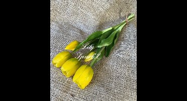 Kunstbloem Tulp - Geel - ei geel - Palm pasen - Real touch tulpen - 43 cm - Boeket - Kunstbloemen - Kunst bloem - Sally tulp - Yellow - Interieur - Sfeer - Voorjaar - Pasen - Paasdecoratie - Bloemen - Moederdag - Oma - Decoratief - Deco - Decoratie