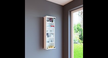 Houten CD DVD wandplank Hangende plank Wandkast Wandvitrinekast Loposa glazen deur