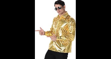 Gouden disco blouse voor mannen - Verkleedkleding - Maat L