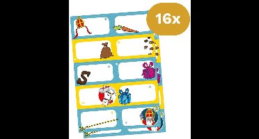 16x Sinterklaas Naamstickers A5 - Traktatie Labels om te Personaliseren - Sint Cadeaulabels