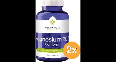 2x Vitakruid Magnesium 200 Complex Tauraat Malaat Bisglycinaat (180 tabletten)
