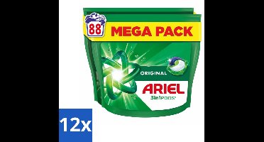 12 x Ariel - 3in1 Wasmiddel Pods - Original - 88 Pods - Ariel Wasmiddel - Waspoeder - Wascapsules - 3in1 Wasmiddel - Vlekkenverwijderaar