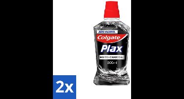 Colgate Plax - Zonder Alcohol - Mondwater - Wit + Houtskool - 500 ml - Voordeelverpakking - 2 stuks