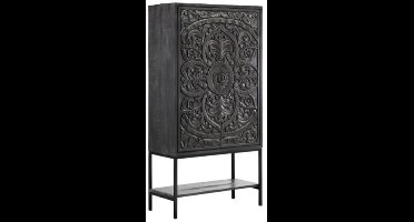 Opbergkast Montclair Mangohout - zwart - 2-deurs kast - 100x41x190 cm