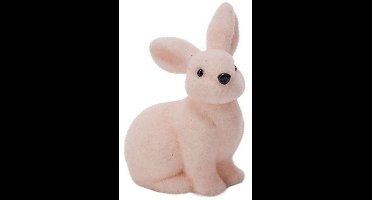 Paashaas Flocked Roze 17x15xh18cm Foam