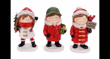 Kind Boy Girl 3ass Rood Wit 8x7xh14cm Po Lyresin