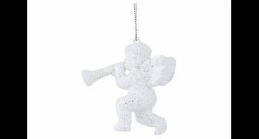 Engel Hanger Trompet Wit Glitter – 8 cm