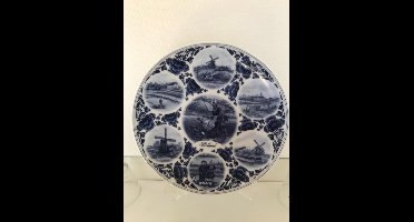 Wandbord Holland Trophee Holland Delfts blauw meisje op fiets