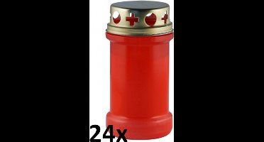 24 stuks graflicht rood transparant met regen deksel nr. 3 130/65 (48 uur)