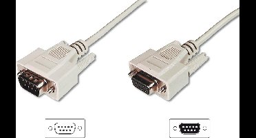 Digitus 10.0m D-Sub9 seriële kabel Beige 10 m
