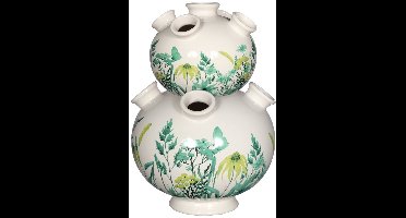 Daan Kromhout Design - vaas - tulpenvaas - 2 delig - wit - groen - hoogte 26 cm - Ø 18 cm - aardewerk