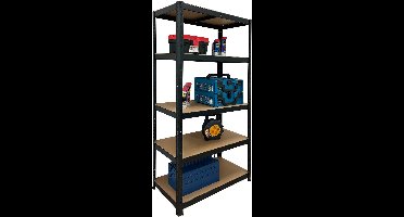 ERRO Stellingkast – Opbergrek Metaal Zwart – 5 Verstelbare Legborden – 875 kg Draagkracht – 180 x 90 x 40 cm