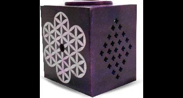 Paarse Zeepstenen Aromabrander met Flower of Life