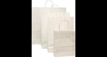 Tas - Papier - gedraaid papieren koord - 26x 12x35cm - draagtas - wit - 100 stuks