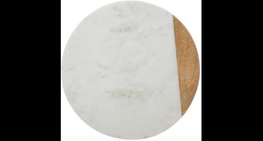 Draaiplateau - marmer & Hout  - diameter 30,5 cm. Hoogte 4,5cm