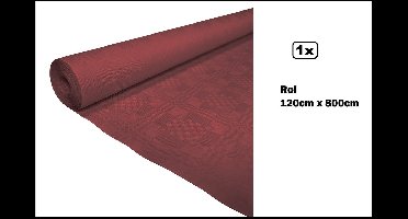 1x Tafelrol tafelkleed bordeaux 120cm x 800cm papier - Diner food festival eten fun thema feest party