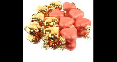 Kaemingk kerstballen oranje hartvorm glas 12-delig
