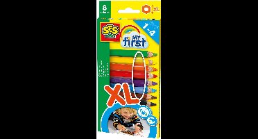 SES Creative My First Kleurpotloden XL - Kort en Dik - Vanaf 1 Jaar - 8 Kleuren - Babyproof - Goed Uitwasbaar - Schoencadeautjes Sinterklaas