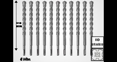 10 stuks 6 x 210 mm SDS PLUS Betonboor Hamerboor Steenboor